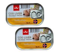 Banga Cod Liver with Bay Leaf and Pepper 115g - Canned Food | Easy Open Pull Ring | Ready Meals | Latvian Origin Delicious food (Cod Liver with Bay Leaf and Pepper 115g, 2 Pack)