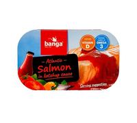 Banga Salmon In Ketchup 120G Traditional, Free Of Artificial Preservatives, Preserves Flavour And Texture, Product Of Lithuanian Pack Of 1