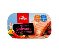 Banga Salmon In Oil With Chilli 120G Traditional, Free Of Artificial Preservatives, Preserves Flavour And Texture, Product Of Lithuanian Pack Of 1