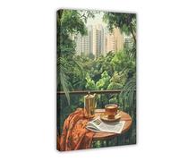 Bangalore Balcony with Brass Filter Coffee And Colonial Architecture Canvas Poster Bedroom Decor Landscape Office Room Decor Gift 12" L X 18" W