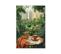 Bangalore Balcony with Brass Filter Coffee And Colonial Architecture Canvas Poster Wall Art Decor Print Picture Paintings for Living Room Bedroom Decoration 12" L X 18" W