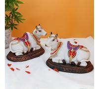 BangBangDa Hindu God Cow Nandi Figurines - 4.5"" H Indian Idol Nandi Gift for Indian Friends Family Man Woman Diwali Gifts Diwali Murti Pooja Item Home Office Mandir Temple Puja Decor