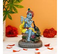 BangBangDa Indian Lord Krishna Idol Statue - 4.3" H Hindu God Krishna Diwali Gifts for India Friend Small Krishna Home Temple Mandir Pooja Murti Item Altar Meditation Yoga Room Spiritual Decor
