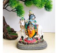 BangBangDa Indian Lord Krishna Idol Statue - 5.7" H Hindu God Krishna Murit for Home Temple Puja Diwali Gift for Indian Man Woman Friend Mandir Altar Pooja Item Meditation Yoga Room Spiritual Decor