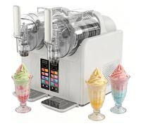 BANGBANGJI Dual Tank 2x2L Slushie Machine, Commercial Slushy Maker with 7 Presets Programs, LED Display, Self Cleaning & Adjustable Temperature, for Margaritas, Frappés, Milkshake White