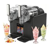 BANGBANGJI Dual Tank 2x2L Slushie Machine, Freeze Drink & Slushie Machine with 7 Presets Programs, Self Cleaning & Adjustable Temperature, for Ice Cream, Frappés, Milkshake, Freeze Margaritas Black