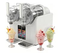 BANGBANGJI Dual Tank 2x2L Slushie Machine, Freeze Drink & Slushie Machine with 7 Presets Programs, Self Cleaning & Adjustable Temperature, for Ice Cream, Frappés, Milkshake, Freeze Margaritas White