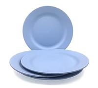 BangBoom 4 Pack 13 Inch Extra large Size Dinner Plate Sets, Delicious Pasta Plates, Unbreakable Dishes, Lightweight Salad Dinnerware, Reusable Dessert Tableware (33cm Blue)