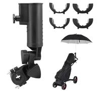 BangBoom Golf Push Cart Umbrella Holder, Adjustable Golf Trolley Umbrella Clamp Stand, Universal Umbrella Attachment for Chair Stroller Wheelchair Fishing Bike Beach (Black)