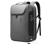 BANGE Anti Theft Backpack with USB charging Port,Lightweight Business Backpack for Men and Women, Grey(three Pocket for Travel), M, Laptop
