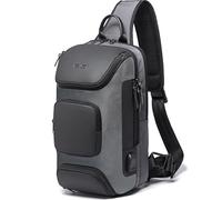 BANGE Men's Sling Backpack - Waterproof Crossbody Bag, Multi-Purpose Shoulder Bag, Grey, NO LOGO,LOCK, Weekend, Outdoor, Hiking, Work, Business, Casual, Everyday, Daily Use, Street, Fashion, Classic