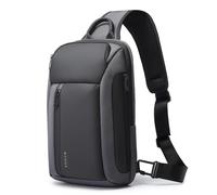 BANGE Men's Sling Bag, Grey, M, Weekend, Outdoor, Hiking, Work, Business, Casual, Everyday, Daily Use, Street, Fashion, Classic