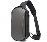 Bange Sling Bag Waterproof Hiking Travel Shoulder Bag,Safe Protect Hard Shell Crossbody Bag Backpack - grey - Medium