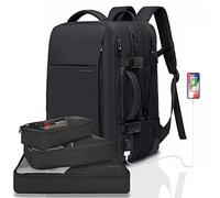 BANGE Travel Backpack,Flight Approved Carry On Backpack for Travel Bag, Water Resistant Durable 17-inch Laptop Backpacks,Large Business Weekender Luggage Backpack for Men Women (blackM(with3cubes))