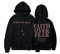 BANGELY Christian Sweatshirt Women Faith Over Fear Christian Religious Sayings Pullover Hoodies Casual Tops, Black, Large