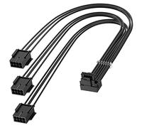 Bangfun 16Pin 90 Degree RTX 4080 Super GPU Power Adapter Cable,16Pin Male to 3X8Pin Female PCIE 5.0 12VHPWR Right Angled Extension Cable Adapter for GeForce RTX 4090 3090Ti 5080 5070Ti-13inch Black