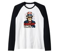 Bangin' Since '76 Funny Uncle Sam 4th of July Fourth Raglan Baseball Tee
