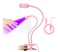 BangJiaju Goose Neck UV Nail Lamp: UV Light for Gel Nails with Adjustable Clamp, Double-Headed LED Flash Cure Nail Lamp for Professional Manicure Salon Home, Pink