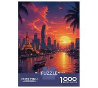 Bangkok Cityscape at Sunset Jigsaw Puzzle 1000 Pieces, Historic Square Architecture, Thick Cardboard Pieces, Birthday Gift for Home Décor Fans, Paper Board, 38x26cm/1000pcs