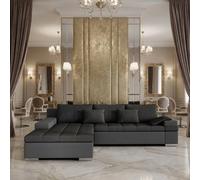 Bangkok Corner Sofa Bed Has Storage And Sleep Function Metal Legs Wooden Frame Foam Filling Dark Grey Left