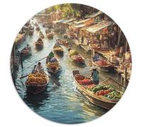 Bangkok Mekong River 1000 Piece Round Jigsaw Puzzles What Happens Next Educational Games for Adults And Kids 1000pcs (67.5x67.5cm)