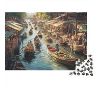 Bangkok Mekong River Jigsaw Puzzles Puzzles for Adults Kids. 1000 Piece Whimsical Challenge Toy Educational Games Home Decoration for Educational Games Gifts 1000pcs (75x50cm)