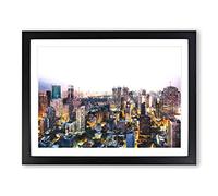 Bangkok Skyline In Thailand Painting Modern Art Framed Wall Art Print, Ready to Hang Picture for Living Room Bedroom Home Office Décor, Black A3 (46 x 34 cm)