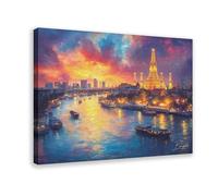 Bangkok Sunset Temple Travel Canvas Poster Bedroom Decor Landscape Office Room Decor Gift 20x30inch(50x75cm)