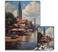 Bangkok Thailand in Oil Jigsaw Puzzles for Adults 1000 Difficult Puzzles for Adults Gift for Men And Women Daily & Special Occasion 1000 PCS(75x50cm)