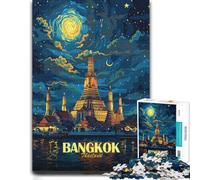 Bangkok Thailand Nightscape Vivid Jigsaw Puzzle for Adults, 500 PCS