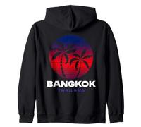 Bangkok Thailand Retro Sunset Design Thai Souvenir Zip Hoodie