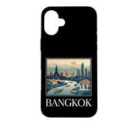 Bangkok Thailand River Skyline Retro Travel Graphic Case for iPhone 16 Plus