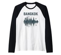 Bangkok Thailand Skyline Reflection Thai City Souvenir Raglan Baseball Tee
