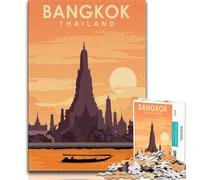 Bangkok Thailand Travel 1000 Piece Jigsaw Puzzle for Adults And Teenagers,Staycation Kill Time Every Piece Is Unique - Challenging Family Fun Game 38x26cm