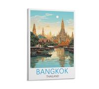 Bangkok Thailand Vintage Travel Poster Canvas Art Print Office Family Bedroom Decorative Posters Gift Wall Decor Poster 08x12inch(20x30cm) Frame-style