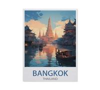 Bangkok Thailand Vintage Travel Poster Landscape，Retro Metal Tin Sign Vintage Sign For Home Coffee Wall Decor(30x40cm）12x16 inch-AG31
