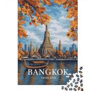 Bangkok Thailand Wat Arun River Boat 1000 Piece Jigsaw Puzzle, Vintage Architecture Destination, Matte Printed Jigsaw, for Home Décor Fans, 70x50cm/1000pcs