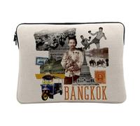 Bangkok Vintage Travel Thailand Postcard Case for Computer and Tablet - 10 Inches - Linen Look - Printed in France