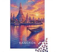 Bangkok Wat Arun Sunset Jigsaw Puzzle 1000 Pieces, Global Monument Landscape, Screen-Free Fun, Matte Printed Jigsaw, for Puzzle Lovers, 52x38cm/1000pcs