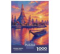 Bangkok Wat Arun Sunset Jigsaw Puzzle 1000 Pieces, Romantic City Break Scene, Matte Printed Jigsaw for Travel Lovers, Screen-Free Fun, 38x26cm/1000pcs