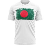 Bangladesh Flag T Shirt, Distressed Bangladesh Flag Gifts for Men, Football and Cricket Sport Supporters Tee, M, White