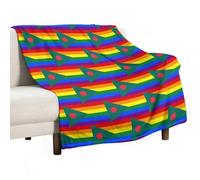 Bangladesh LGBT Rainbow Flag 280g Flannel Throw Blanket, Personalised Soft Bed Blankets for Couch Sofa Travel