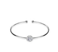 Bangle Bracelets for Women, Silver Bracelet Man with 0.5ct Created Diamond 9K White Gold 17cm