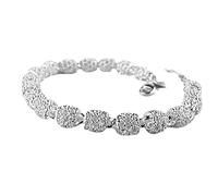 Bangle Chain Bracelet Wrist 925 Clasp Hollow Charm Women's Bracelets Map Watch (Silver, One Size)
