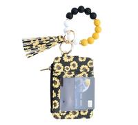 Bangle Keychain Wallet Beaded Accent for Hand Charges with Hands, Organized Card Dining with Elegant Design, Suitable for Women on Travel, Vacation, Party, Shopping, Faith, Yellow, Consulte la