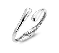 Bangle Silver Bracelets for Women Chunky Thick Teardrop Waterdrop Cuff Bangle 925 Sterling Silver Adjustable Bracelet Large Wide Smooth Curved Open Bangles Statement Bracelets for Women Lady Jewelry
