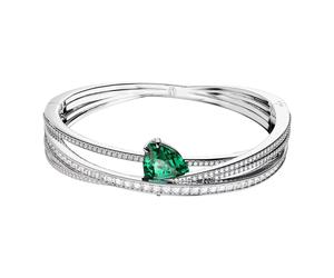Bangle Unisex Hyperbola Green Rhodium-Plated 5665327 - unisex - Swarovski - Bracelets - Gray - ONE SIZE - Accessories ONE SIZE