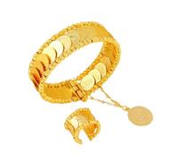 Bangles Ring Set 24k Gold Plated Bridal Wedding Bracelet Women Daily Party Jewelry(Model A)