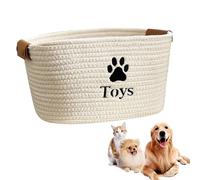 bangminda Dog Toy Storage Bin Cotton Rope Organizer Box with Handle Puppy Toys Basket for Organizing Blankets Leashes Coat and Stuff