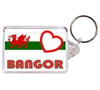 Bangor - Love Wales/Welsh Towns & Cities Flag - Double Sided Large Keyring Name Tag Souvenir/Gift/Present